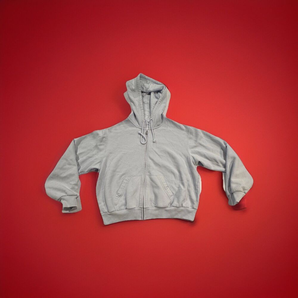 Hollister Light Blue Cotton Blend Full Zip Hoodie Sweatshirt S Women